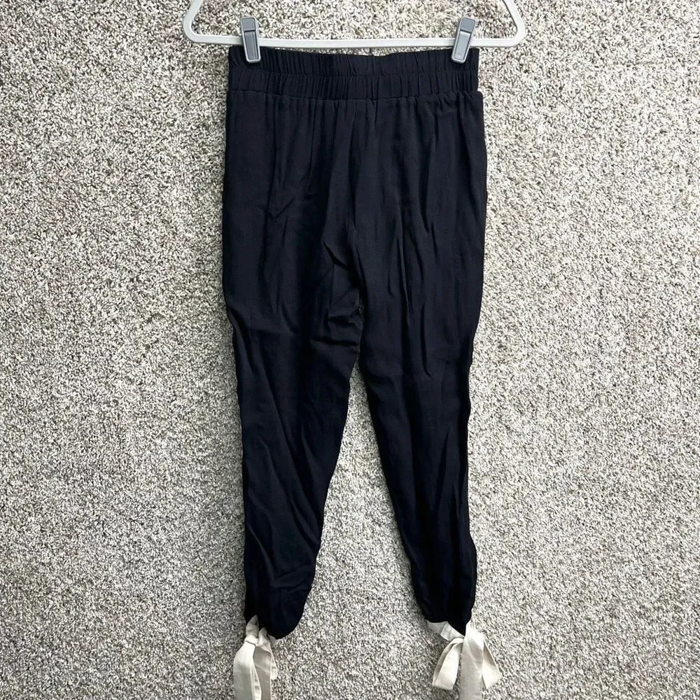 Harlyn Joggers‎ Women's XS Black Pull On Tie Bow Ankle